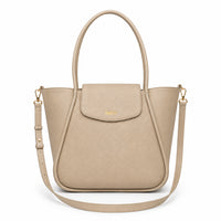 K&Co. Genuine Leather Flapover Tote Bag - BEIGE