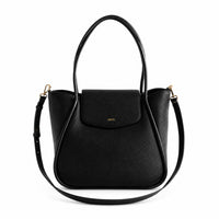 K&Co. Genuine Leather Flapover Tote Bag - BLACK