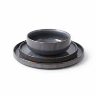 Lake House Collection Ceramic 12 Piece Dinner Set - SLATE SPECKLE