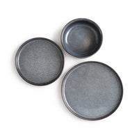Lake House Collection Ceramic 12 Piece Dinner Set - SLATE SPECKLE