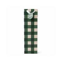 Christmas Bottle Bag - GINGHAM GREEN