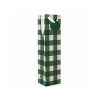 Christmas Bottle Bag - GINGHAM GREEN
