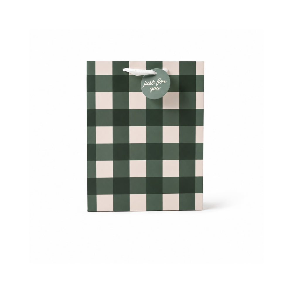 Christmas Small Gift Bag - GINGHAM GREEN