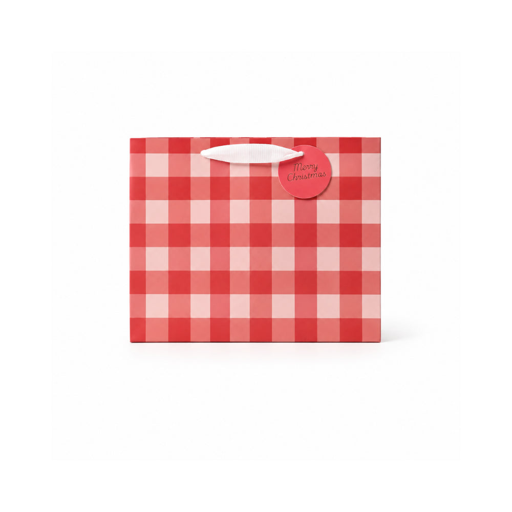 Christmas Medium Gift Bag - GINGHAM CHERRY
