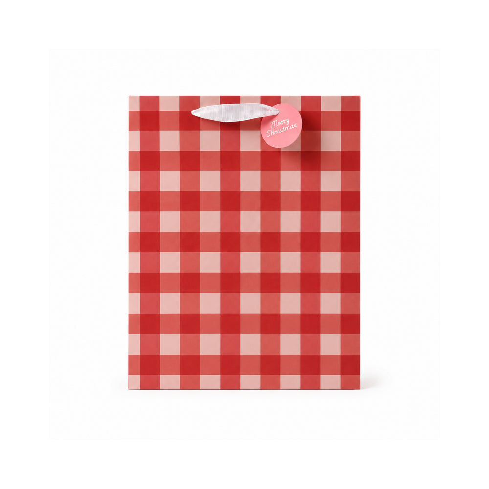 Christmas Large Gift Bag - GINGHAM CHERRY