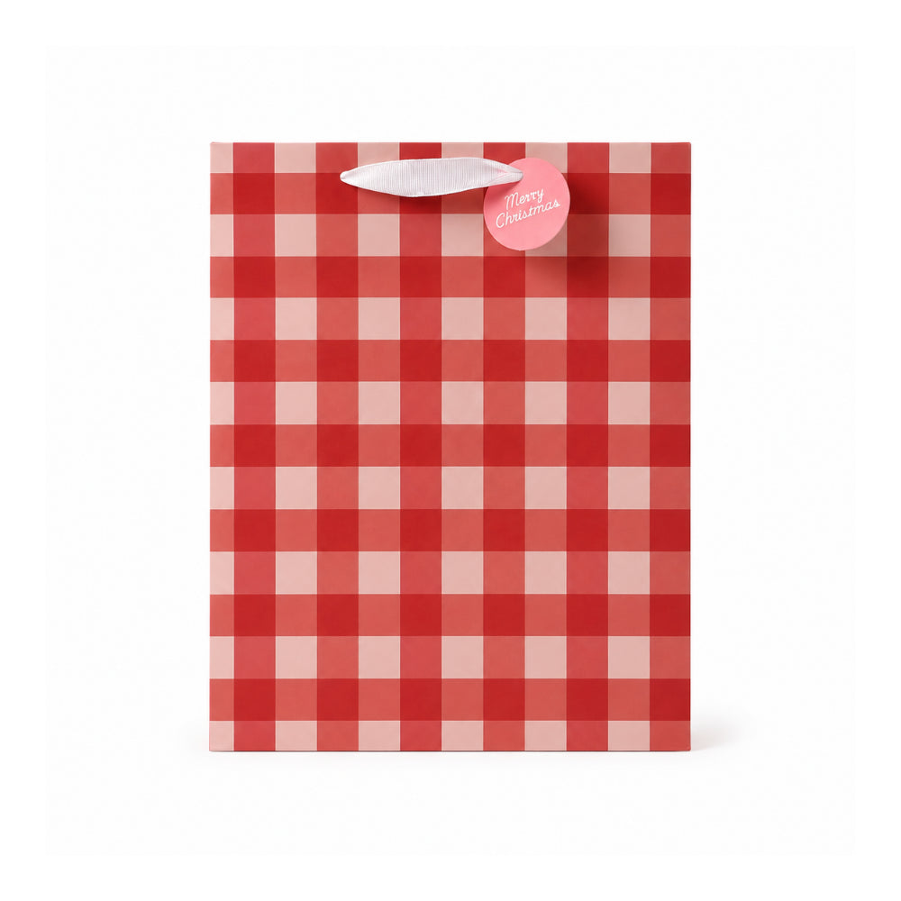 Christmas Extra-Large Gift Bag - GINGHAM CHERRY