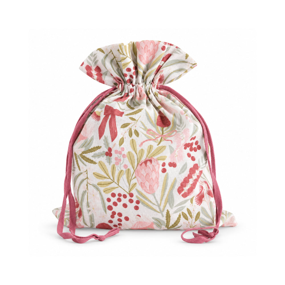 Christmas Fabric Gift Bag Medium - BERRY FLORA