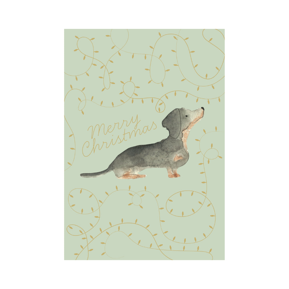 Christmas Greeting  Card - DASCHUND IN LIGHTS