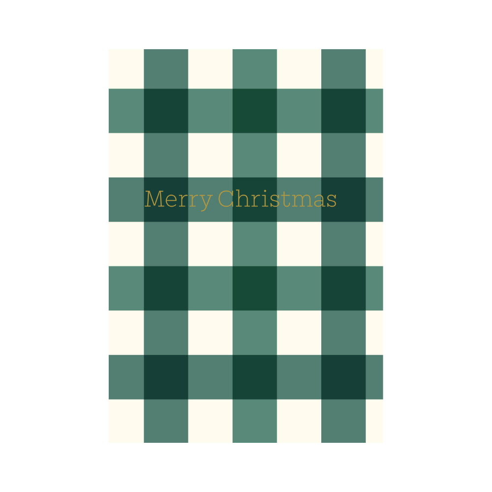 Christmas Greeting  Card - GINGHAM GREEN