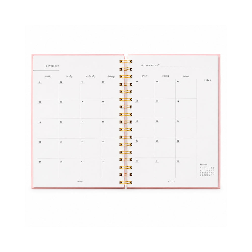 2027 A5 Weekly Spiral Diary - PINK EUCALYPTUS