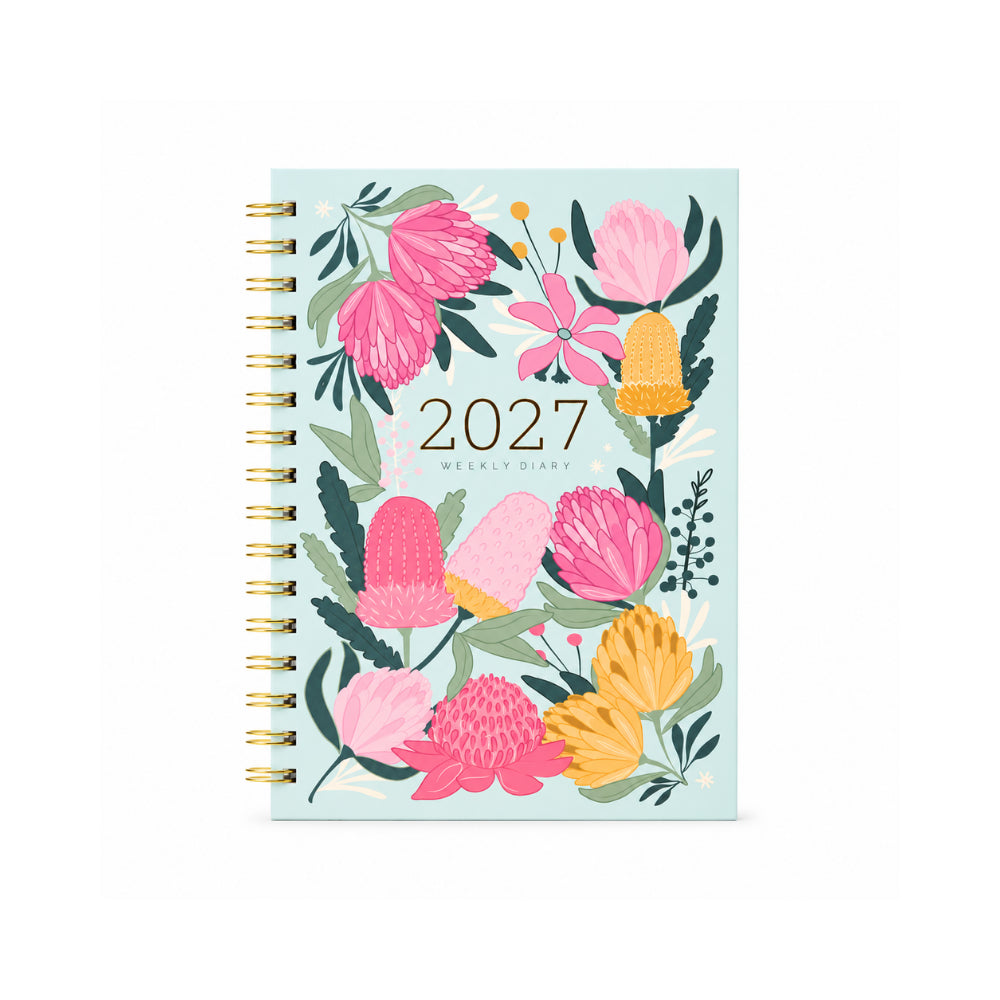 2027 A5 Weekly Spiral Diary - BRIGHT LAGOON