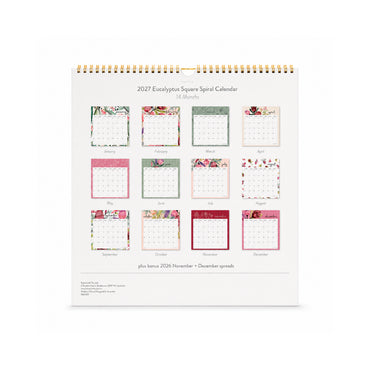 2027 Square Spiral Calendar - EUCALYPTUS