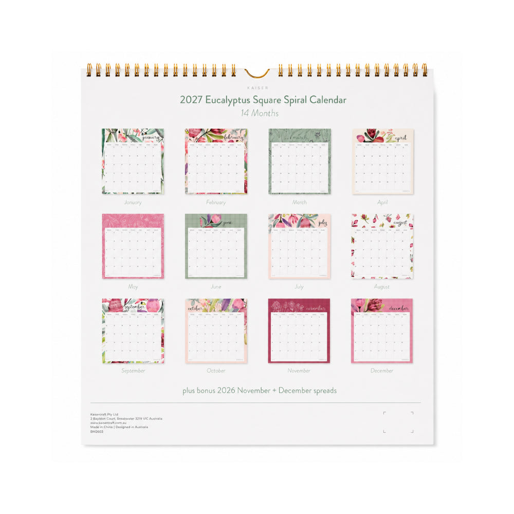 2027 Square Spiral Calendar - LAGOON