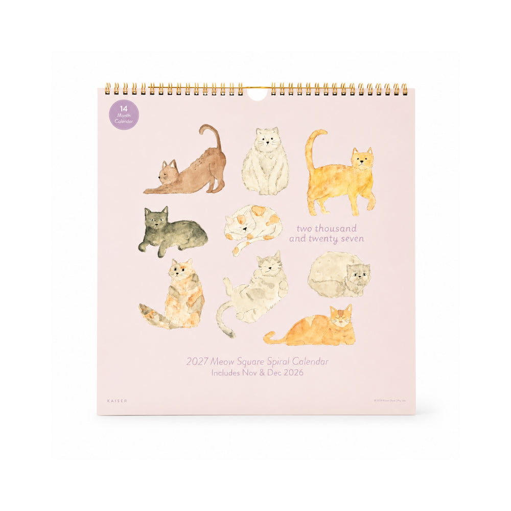 2027 Square Spiral Calendar - MEOW