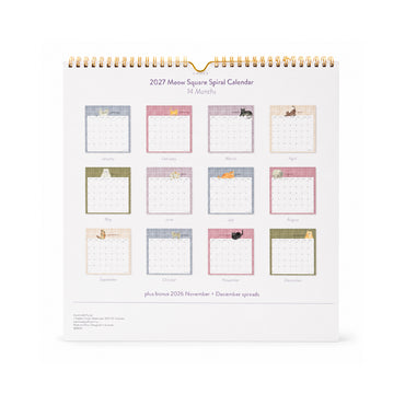 2027 Square Spiral Calendar - MEOW