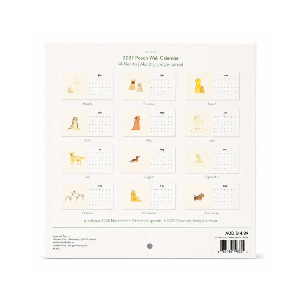 2027 Wall Calendar - POOCH