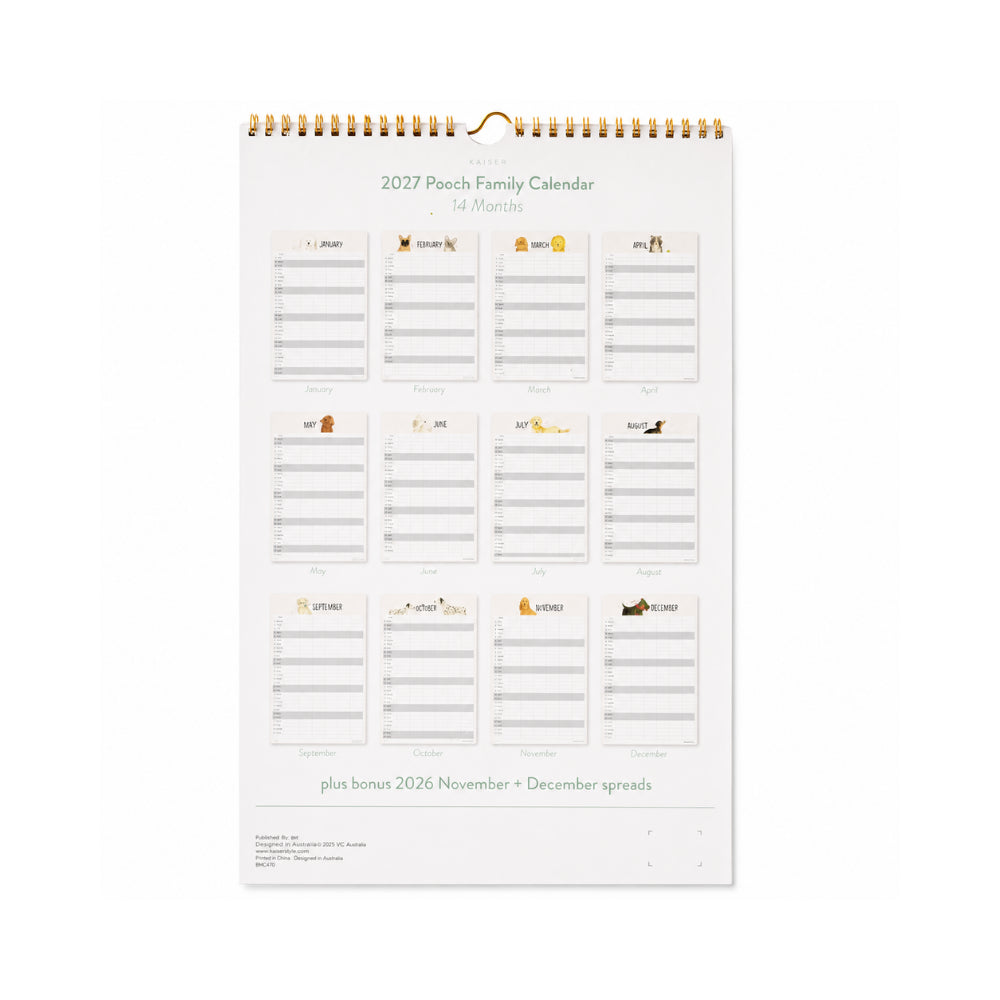 2027 Family Calendar - POOCH