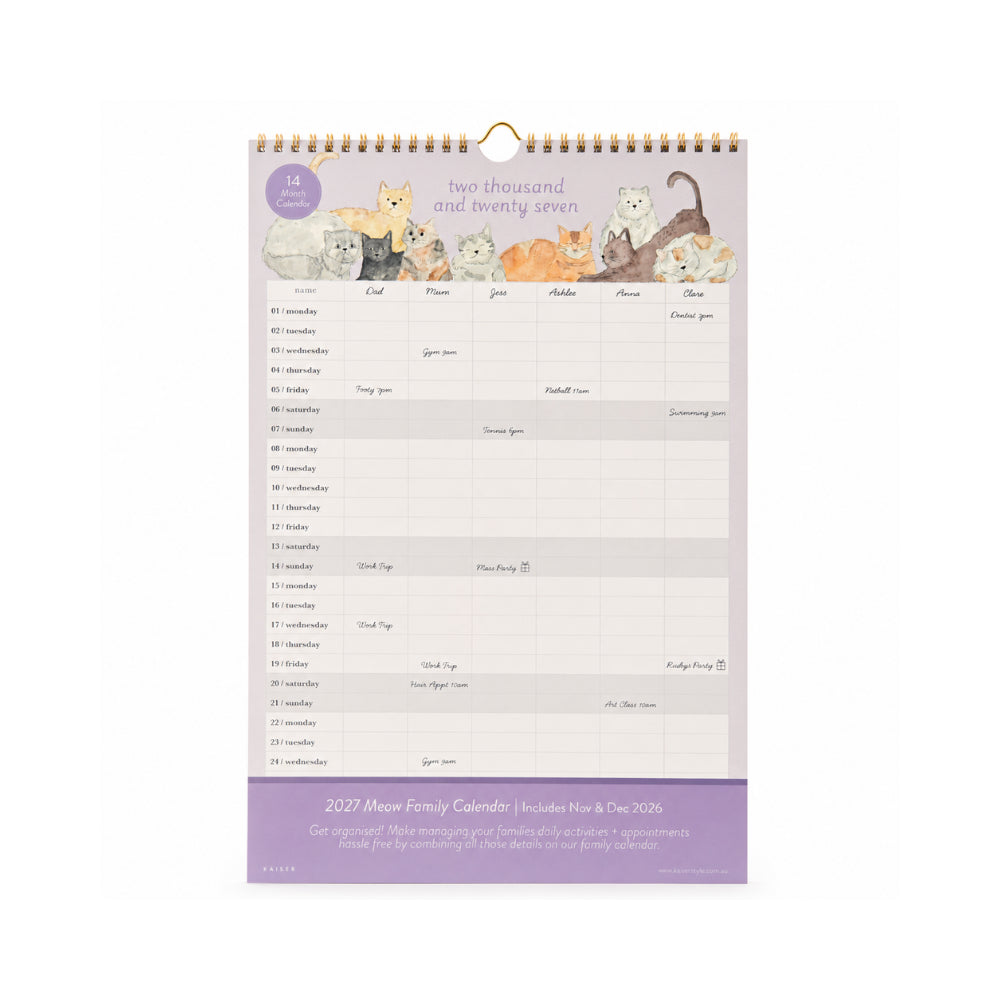 2027 Family Calendar - MEOW