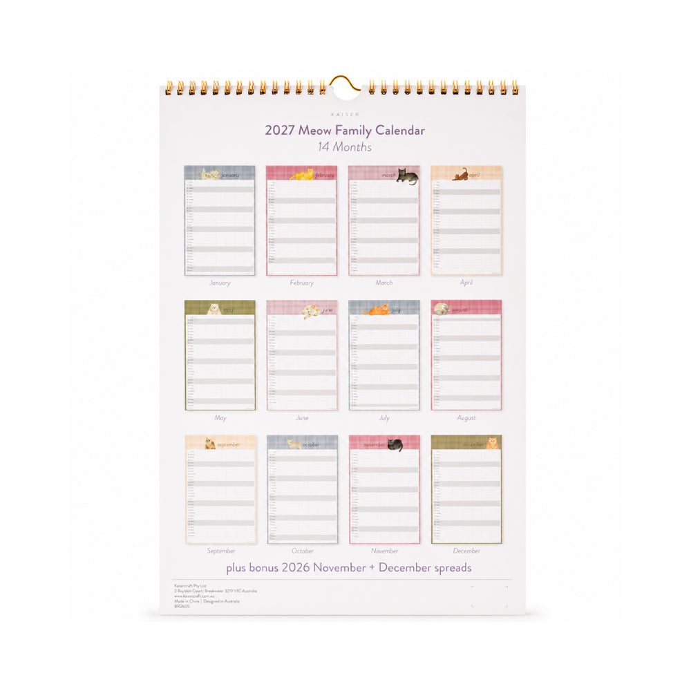 2027 Family Calendar - MEOW