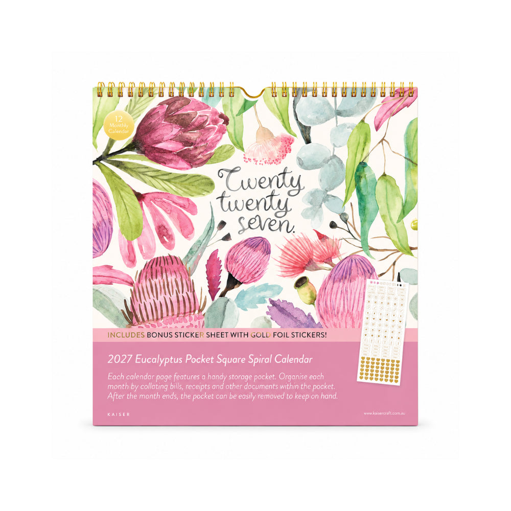 2027 Pocket Square Spiral Calendar - EUCALYPTUS