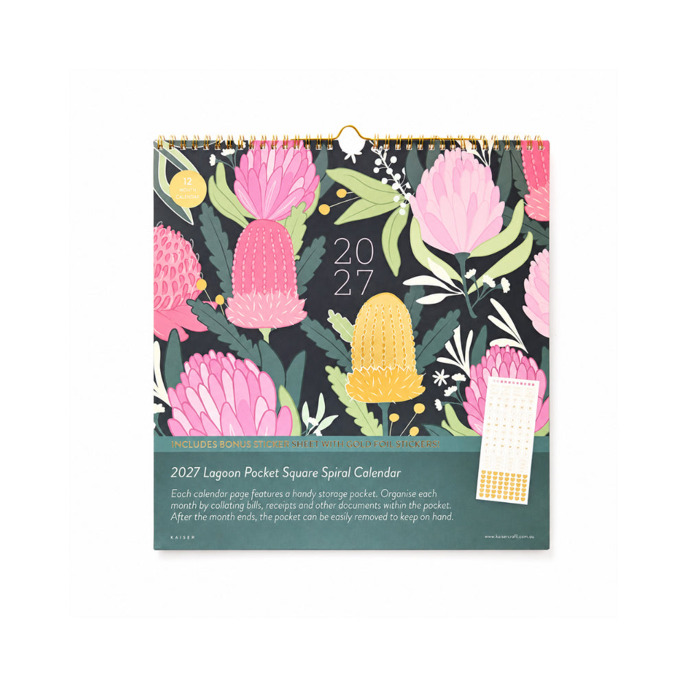 2027 Pocket Square Spiral Calendar - LAGOON