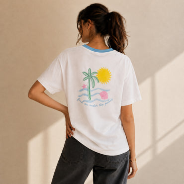 K&Co. Sunset Spritz Series Cotton T-Shirt - PALMS