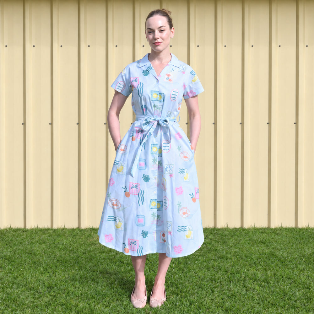 K&Co. Sunset Spritz Series Cotton Shirt Dress - VACATION