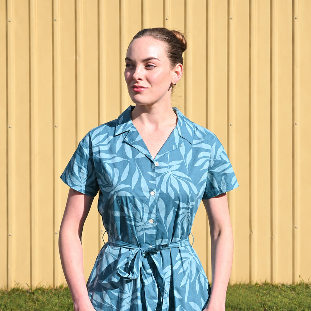 K&Co. Sunset Spritz Series Cotton Shirt Dress - FERN