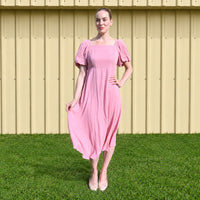 K&Co. Sunset Spritz Series Puff Sleeve Dress - ROSE