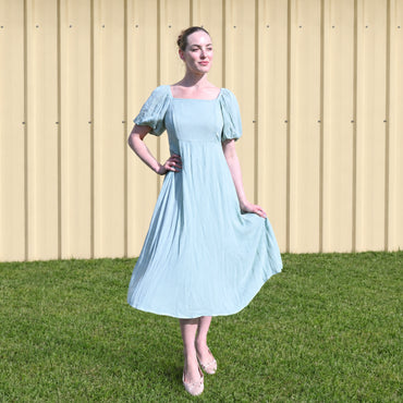 K&Co. Sunset Spritz Series Puff Sleeve Dress - SEAFOAM