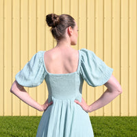 K&Co. Sunset Spritz Series Puff Sleeve Dress - SEAFOAM