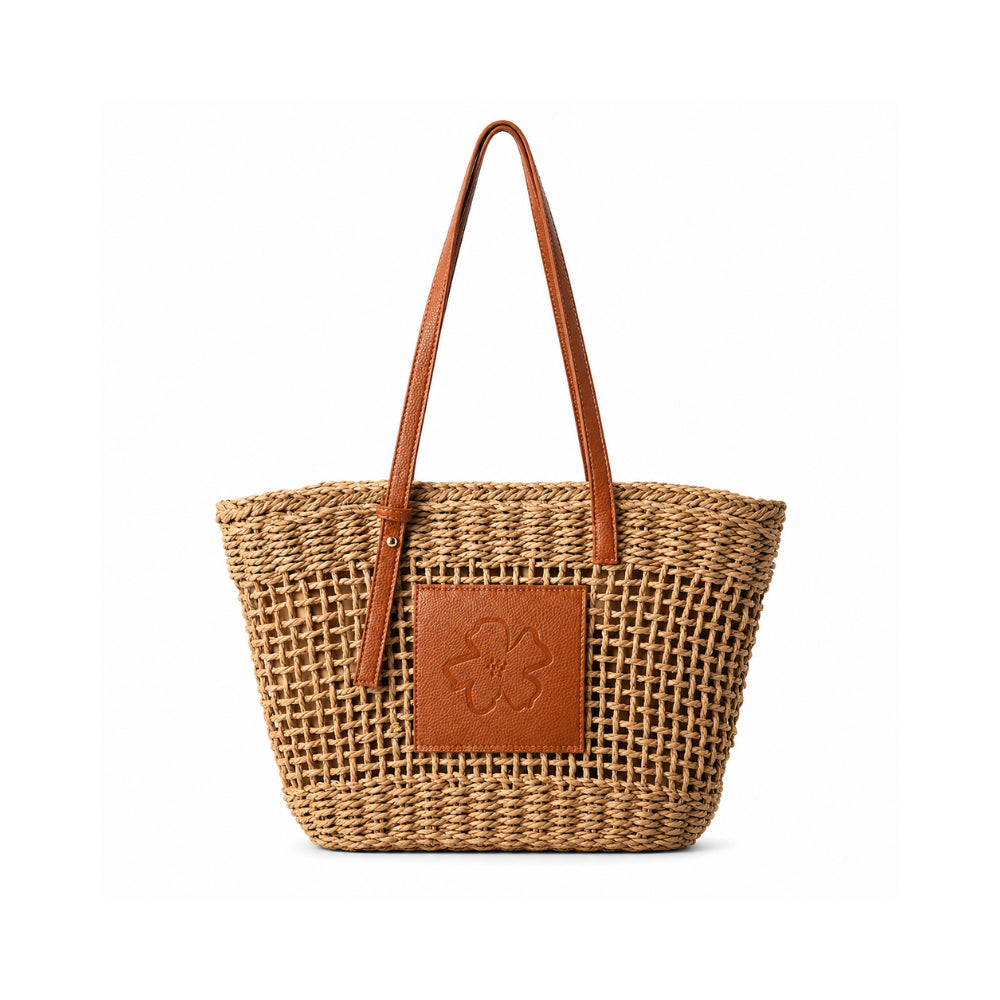 K&Co. Sunset Spritz Series Drawstring Straw Tote Bag - NATURAL
