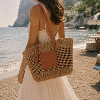 K&Co. Sunset Spritz Series Drawstring Straw Tote Bag - NATURAL