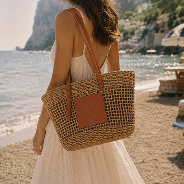 K&Co. Sunset Spritz Series Drawstring Straw Tote Bag - NATURAL