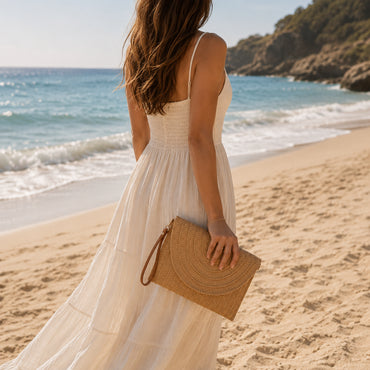 K&Co. Sunset Spritz Series Straw Clutch Bag - NATURAL