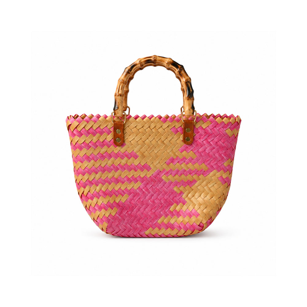K&Co. Sunset Spritz Series Mini Bamboo Handle Tote Bag - PINK SORBET