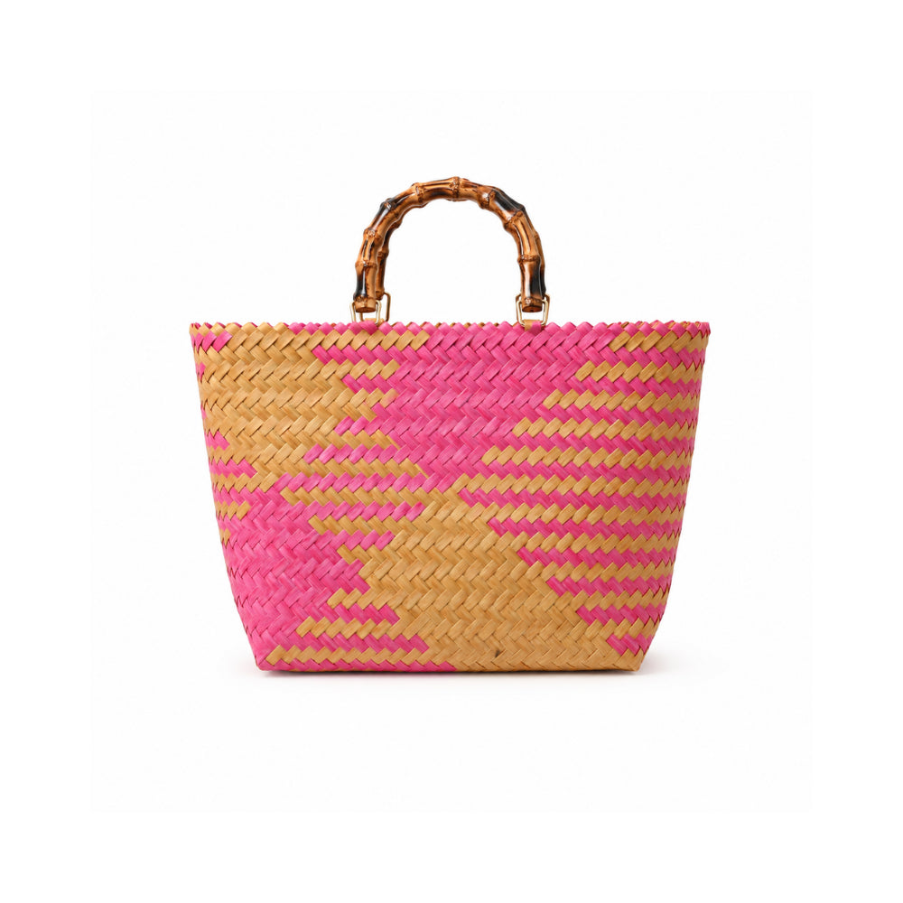 K&Co. Sunset Spritz Series Bamboo Handle Tote Bag - PINK SORBET