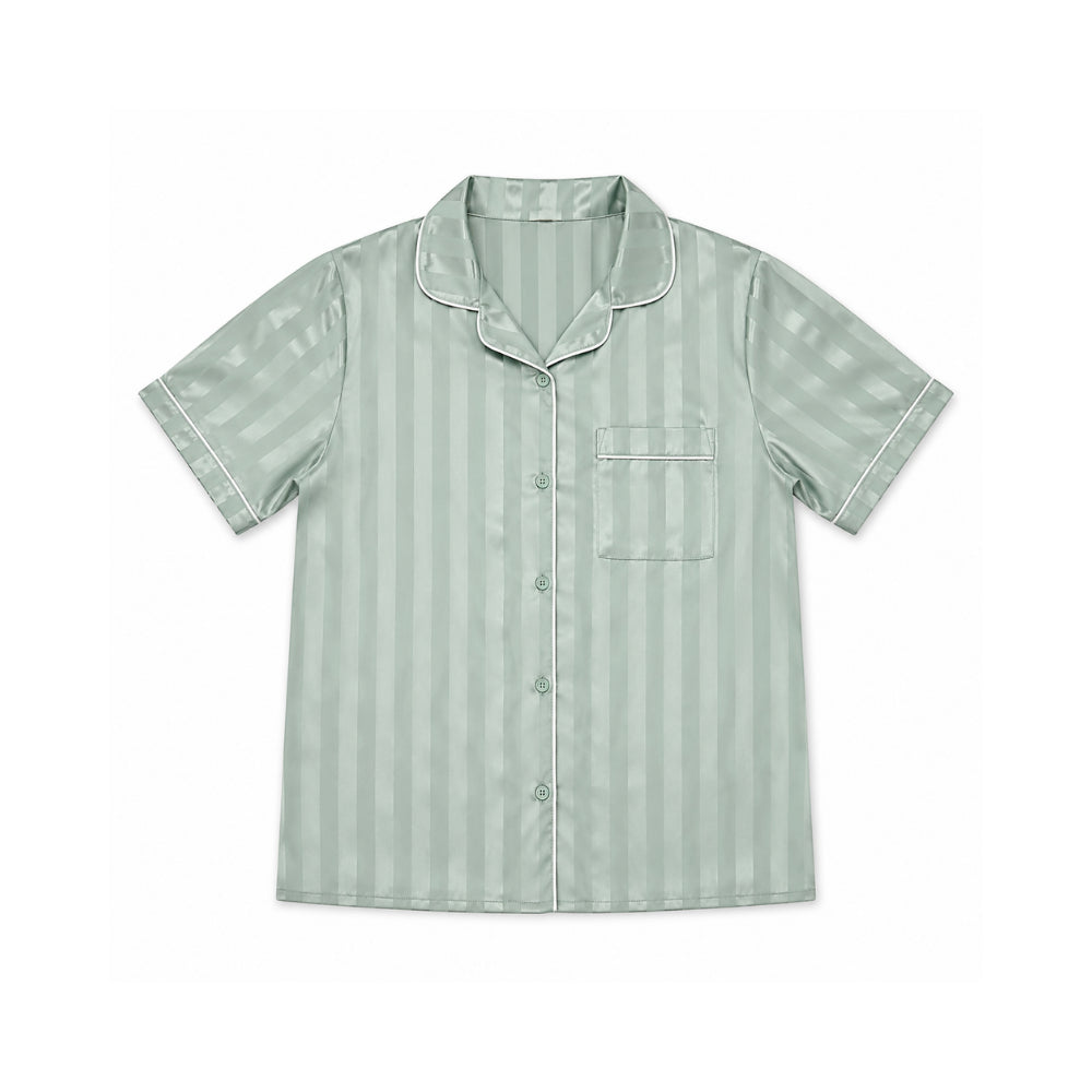 K&Co. Sunset Spritz Series Satin Pyjama Set - SAGE STRIPE