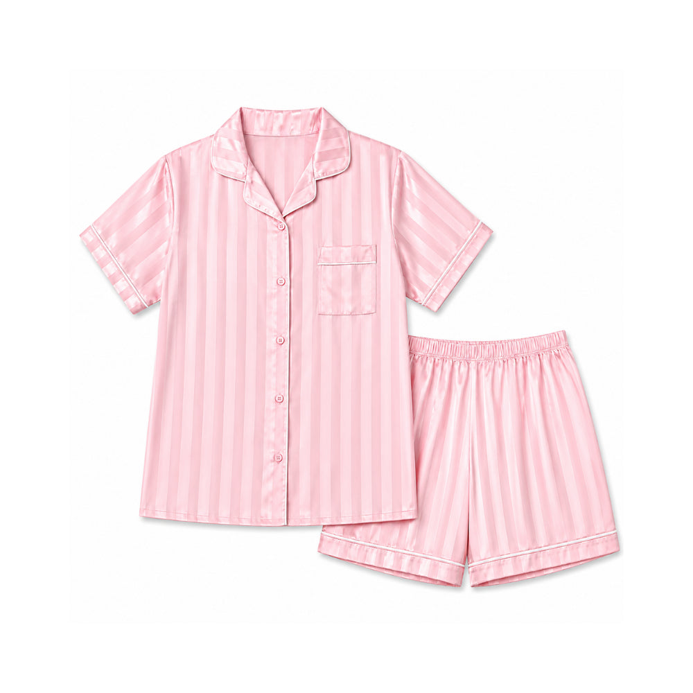 K&Co. Sunset Spritz Series Satin Pyjama Set - PINK STRIPE
