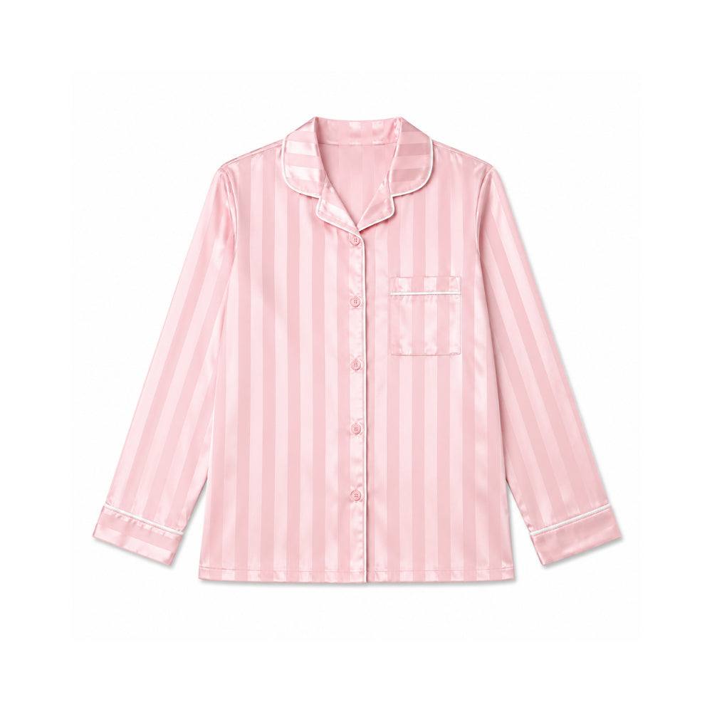 K&Co. Sunset Spritz Series Long Satin Pyjama Set - PINK STRIPE