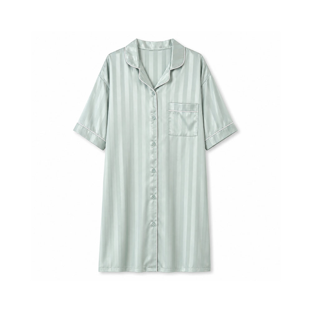 K&Co. Sunset Spritz Series Satin Nightie - SAGE STRIPE