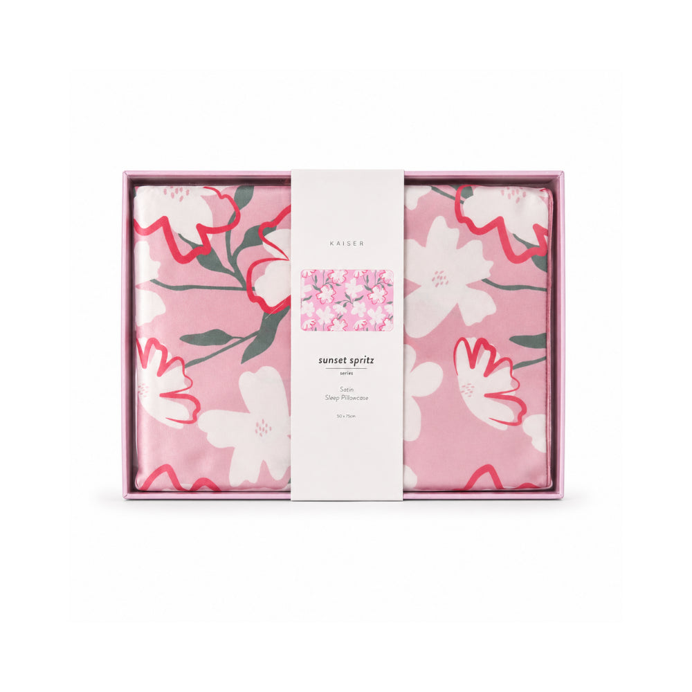 K&Co. Sunset Spritz Series Satin Pillow Case - PINK FLOWER