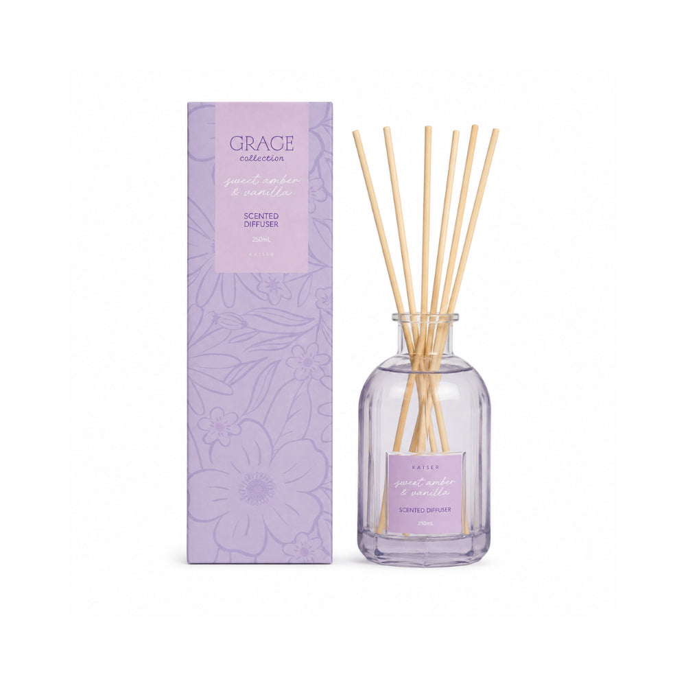 Grace Collection 250ml Glass Diffuser - SWEET AMBER & VANILLA