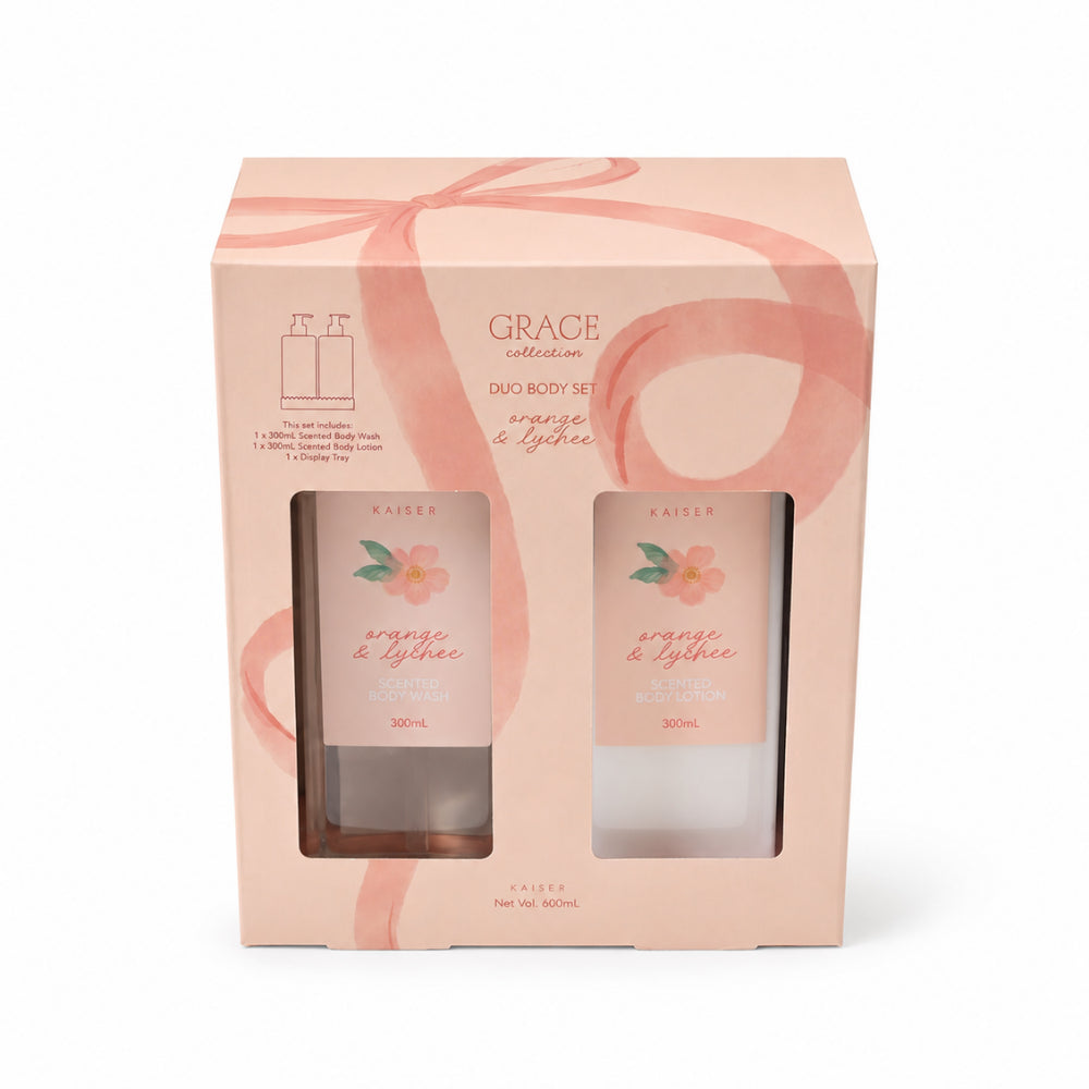 Grace Collection Scented Body Wash & Lotion with Tray - ORANGE BLOSSOM & LYCHEE