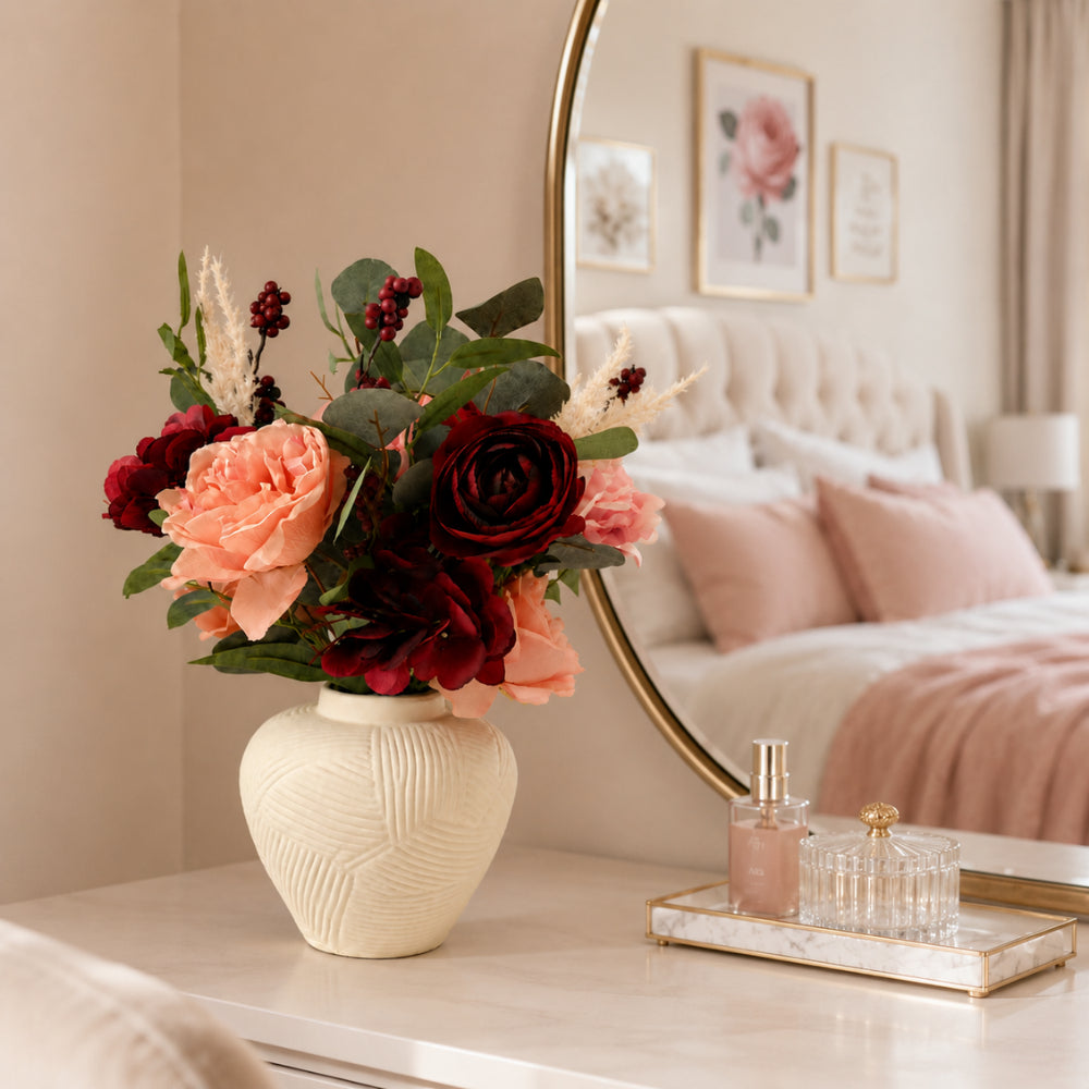 Grace Collection Faux Floral Arrangement with Vase