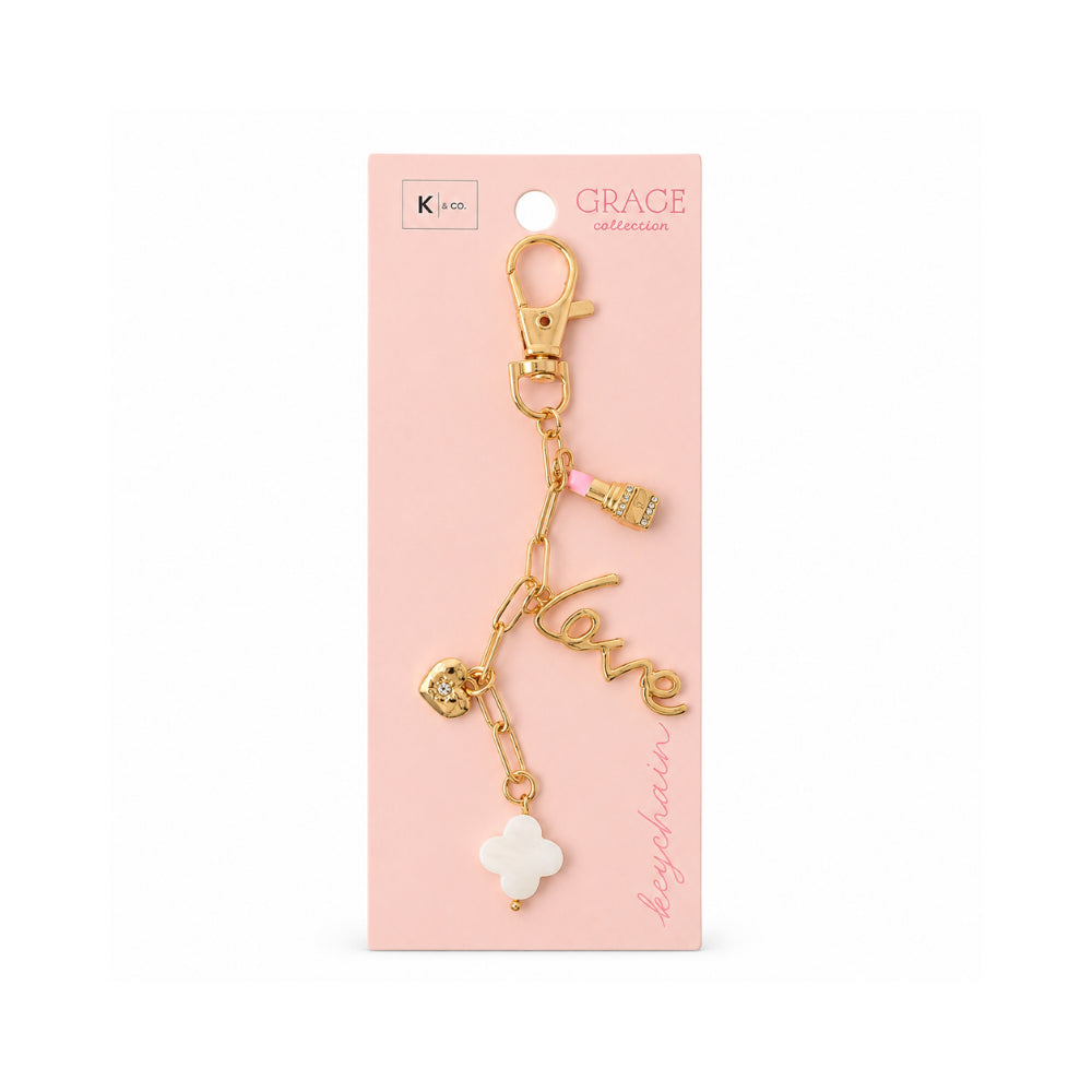 Grace Collection Metal Keychain - PEARL FLOWER