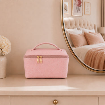 Grace Collection Jacquard Toiletry Bag - PINK FLORA