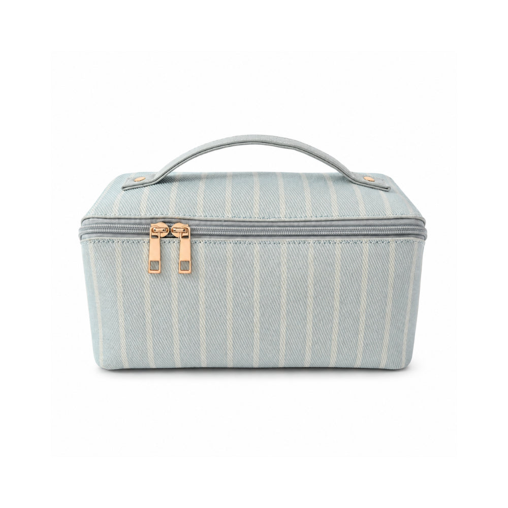 Grace Collection Jacquard Toiletry Bag - SAGE STRIPE
