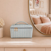 Grace Collection Jacquard Toiletry Bag - SAGE STRIPE
