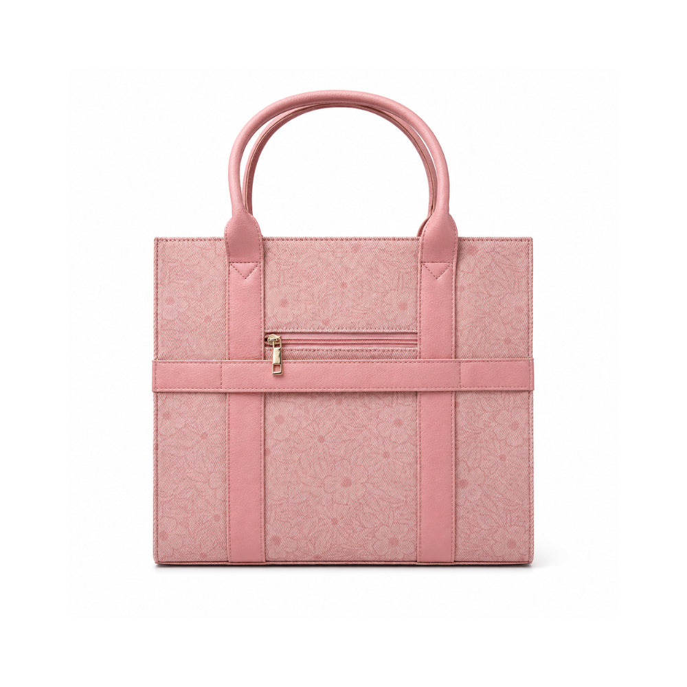 Grace Collection Jacquard Structured Tote Bag - PINK FLORA